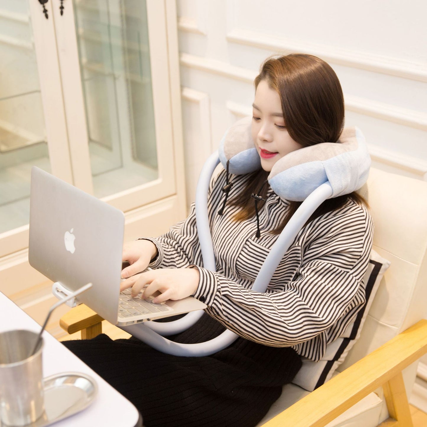 U-Shaped Neck Pillow with Phone Holder