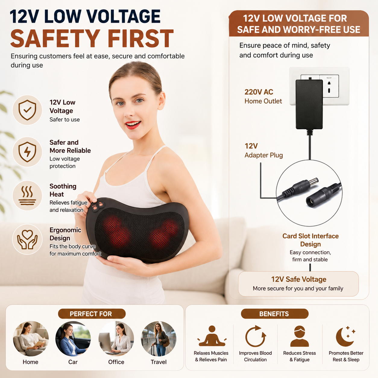 Shiatsu Neck & Back Massage Pillow